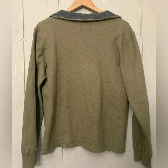 The North Face olive green cotton wool nylon blend 1/4 zip pullover | XL - Picture 2 of 5